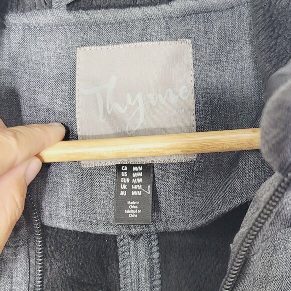 Thyme Maternity Charcoal Pockets Double Zip Hooded Jacket Adjustable Pregnancy M - Picture 13 of 16